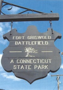 The sign at the entrance to Fort Griswold Battlefield State Park in Groton, CT