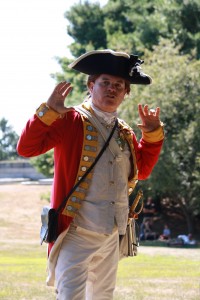 Benedict Arnold outside the Ebenezer Avery House at Fort Griswold in Groton, CT